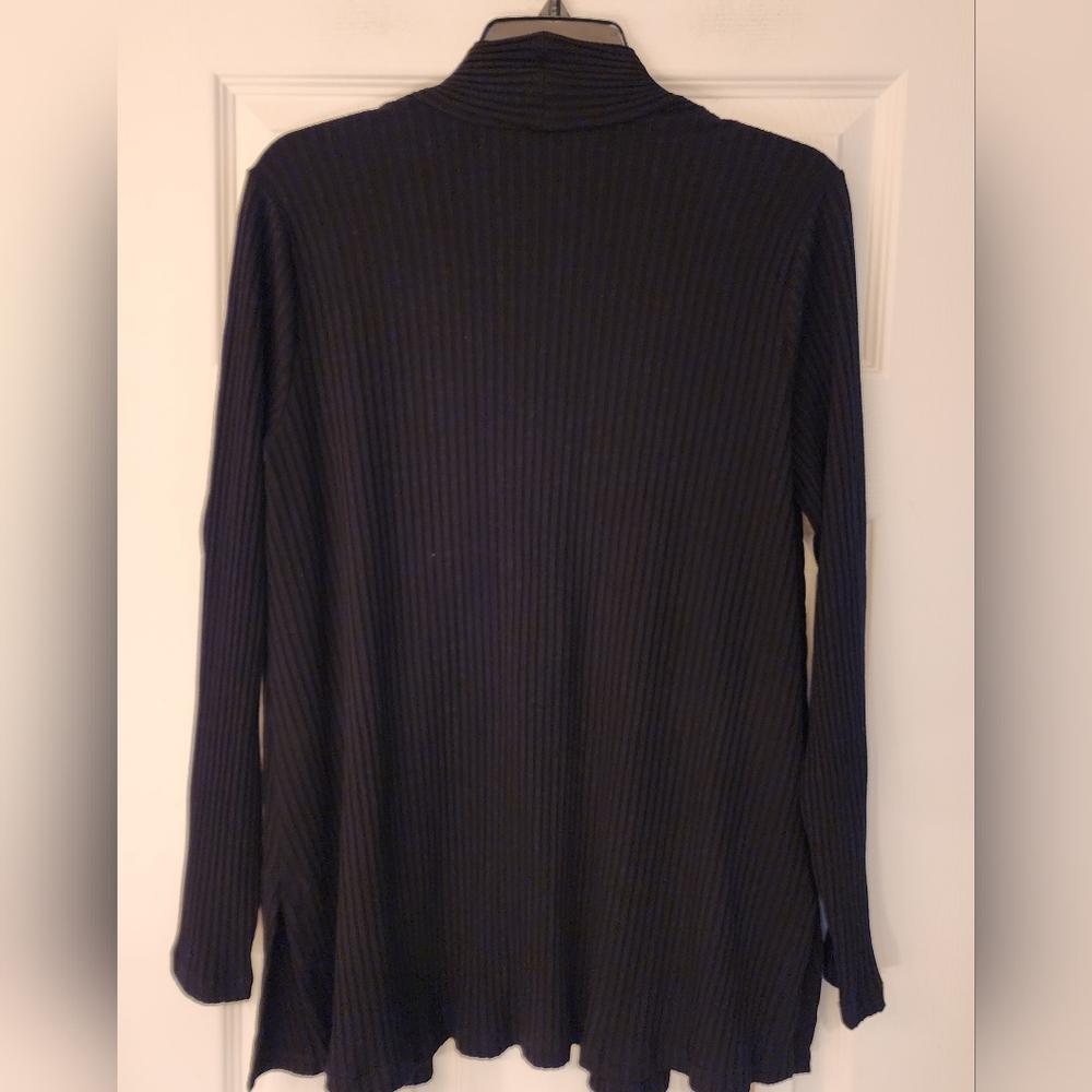 EILEEN Fisher Textured Ribbed High Neck Jacket Stretch Black Cardigan Size XS - Picture 5 of 15